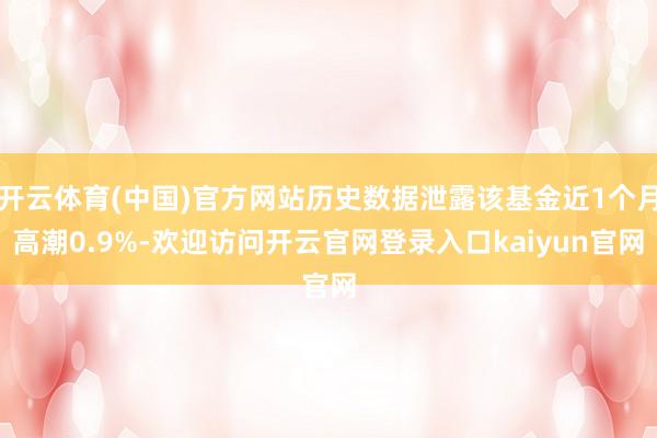 开云体育(中国)官方网站历史数据泄露该基金近1个月高潮0.9%-欢迎访问开云官网登录入口kaiyun官网